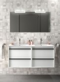 Salgar Attila white gloss lacquered 1200 fürdőszobabútor szett (2fiókos szekrény, mosdó, tükör, led világítás)