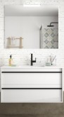Salgar Attila white gloss lacquered 1000 fürdőszobabútor szett (2fiókos szekrény, mosdó, tükör, led világítás)