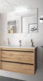 Salgar Attila ostippo oak 800 fürdőszobabútor szett (2fiókos szekrény, mosdó, tükör, led világítás)