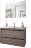 Salgar Attila eternity oak 800 fürdőszobabútor szett (2fiókos szekrény, mosdó, tükör, led világítás)