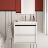 Salgar Attila white gloss lacquered 600 fürdőszoba bútor + mosdó